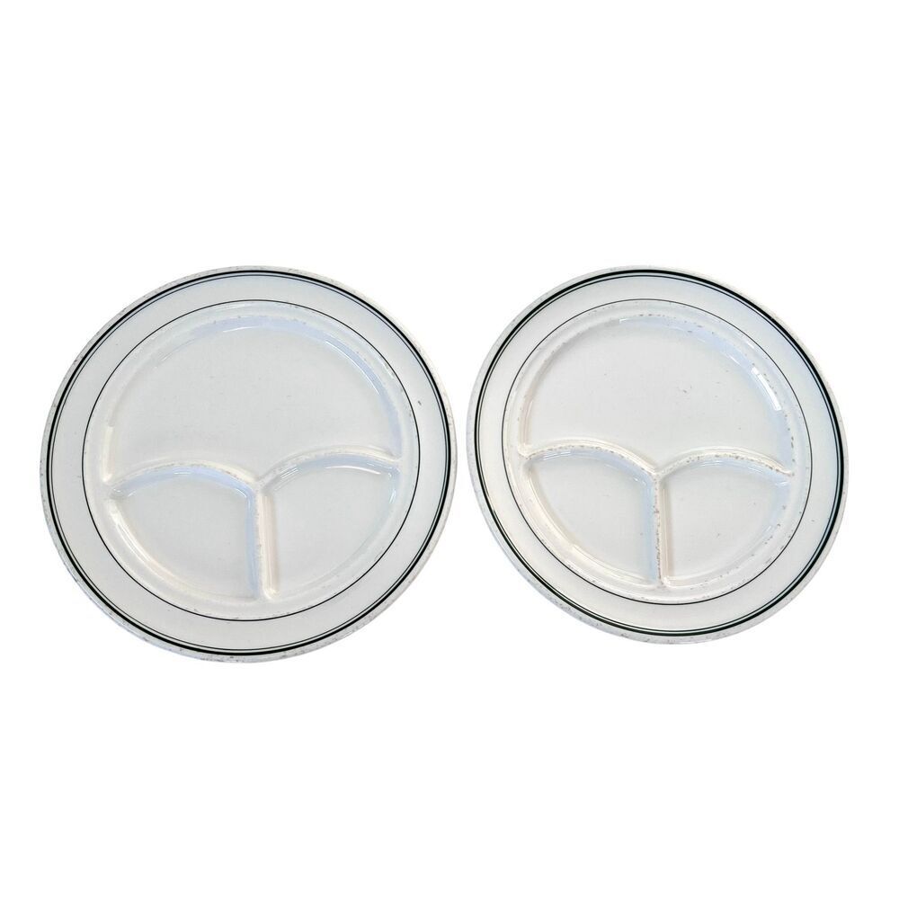 Vtg Jackson China Restaurant Ware Divided Grill Plate Green Bands Falls Creek PA